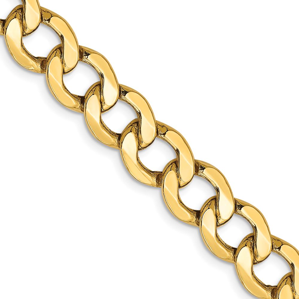 10K Yellow Gold 9mm Semi-Solid Curb Chain Necklace - 20"