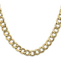 10K Yellow Gold 9mm Semi-Solid Curb Chain Necklace - 20"