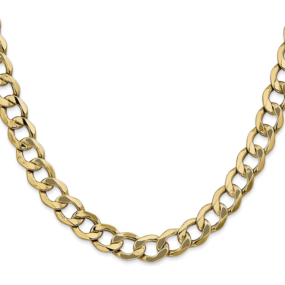 10K Yellow Gold 9mm Semi-Solid Curb Chain Necklace - 20"