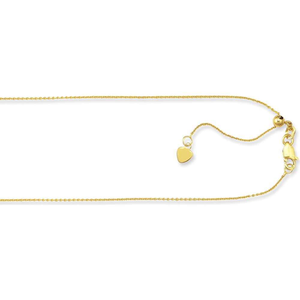 10K Yellow Gold Adjustable 1.1mm Cable Chain Necklace with Diamond-Cut Finish - 22" by Orozza Fine Jewelry