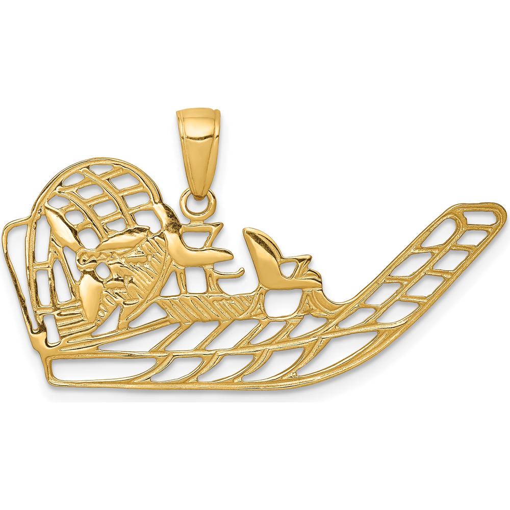 10K Yellow Gold Air Boat Pendant - Themed Charm with Polished Finish