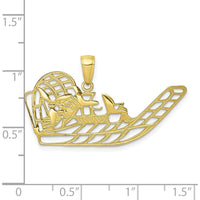 10K Yellow Gold Air Boat Pendant - Themed Charm with Polished Finish