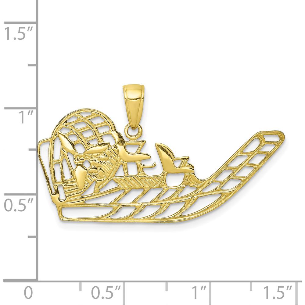 10K Yellow Gold Air Boat Pendant - Themed Charm with Polished Finish