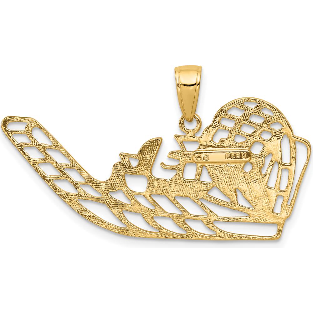 10K Yellow Gold Air Boat Pendant - Themed Charm with Polished Finish