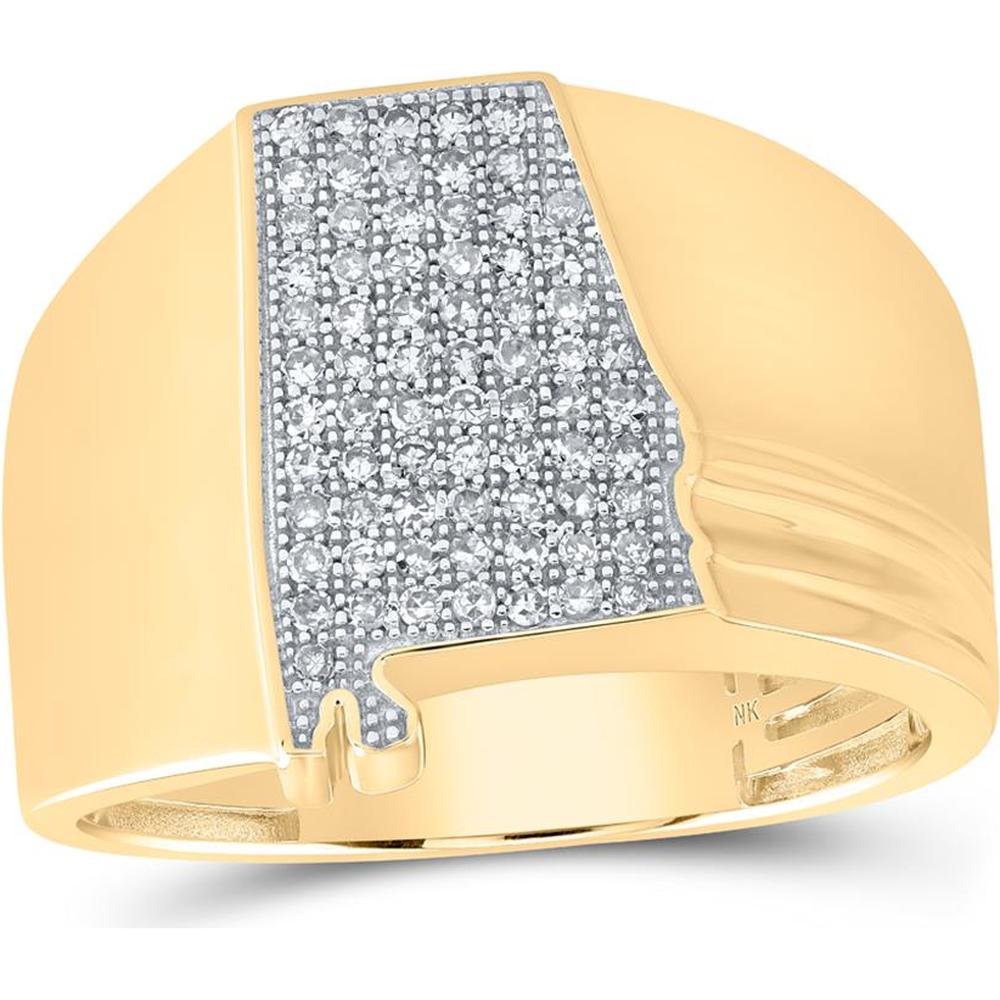 10K Yellow Gold Alabama State Band Ring with Round Diamonds - 1/3 Carat Total Diamond Weight