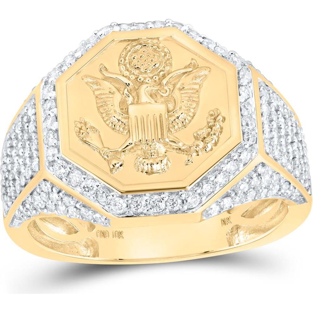 10K Yellow Gold American Eagle Diamond Presidential Band Ring - 1.04 Carat Total Diamond Weight