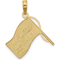 10K Yellow Gold American Flag Charm with Rhodium Accents - Polished Finish, 17.45mm x 18.6mm