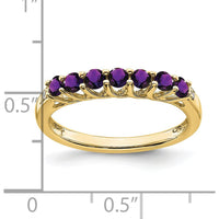 10K Yellow Gold Amethyst and Diamond 7-Stone Ring with Round Amethyst and Diamonds - 0.065 Carat Amethyst, 0.012 Carat Total Diamond Weight by 0