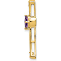 10K Yellow Gold Amethyst and Diamond Cross Pendant with Princess Cut Amethyst - 0.295 Carat Amethyst, 0.027 Carat Diamonds by Lumare Gioia