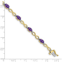 10K Yellow Gold Amethyst and Diamond Infinity Bracelet - 0.45 Carats Amethyst, 0.005 Carats Diamonds by Monteluci Fine Jewelry