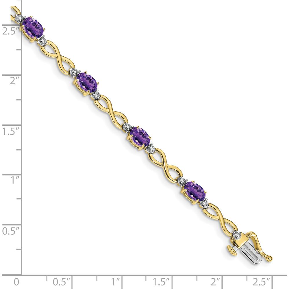 10K Yellow Gold Amethyst and Diamond Infinity Bracelet - 0.45 Carats Amethyst, 0.005 Carats Diamonds by Monteluci Fine Jewelry