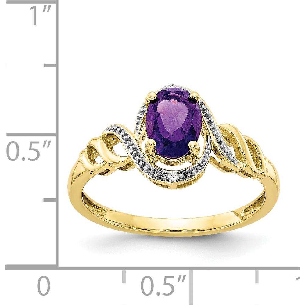 10K Yellow Gold Amethyst and Diamond Ring - 0.93 Carat Amethyst, 0.016 Carat Diamonds