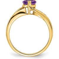 10K Yellow Gold Amethyst Heart Ring with Round Diamonds - 0.68 Carat Amethyst, 0.03 Carat Total Diamond Weight by 0