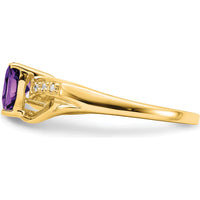 10K Yellow Gold Amethyst Heart Ring with Round Diamonds - 0.68 Carat Amethyst, 0.03 Carat Total Diamond Weight by 0
