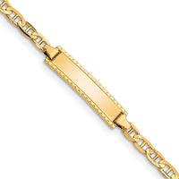 10K Yellow Gold Anchor Link ID Bracelet with Engravable Charm - 6in Length