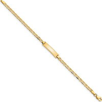 10K Yellow Gold Anchor Link ID Bracelet with Engravable Charm - 6in Length