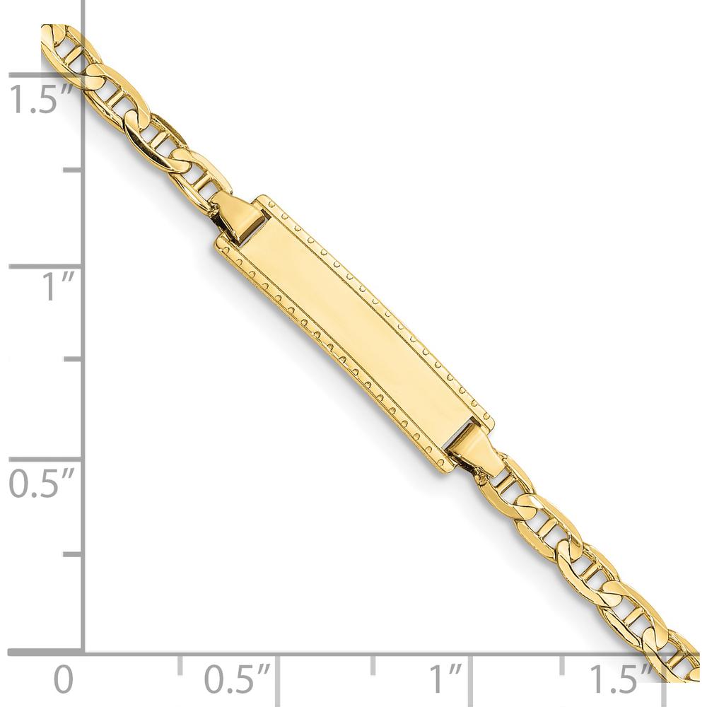 10K Yellow Gold Anchor Link ID Bracelet with Engravable Charm - 6in Length