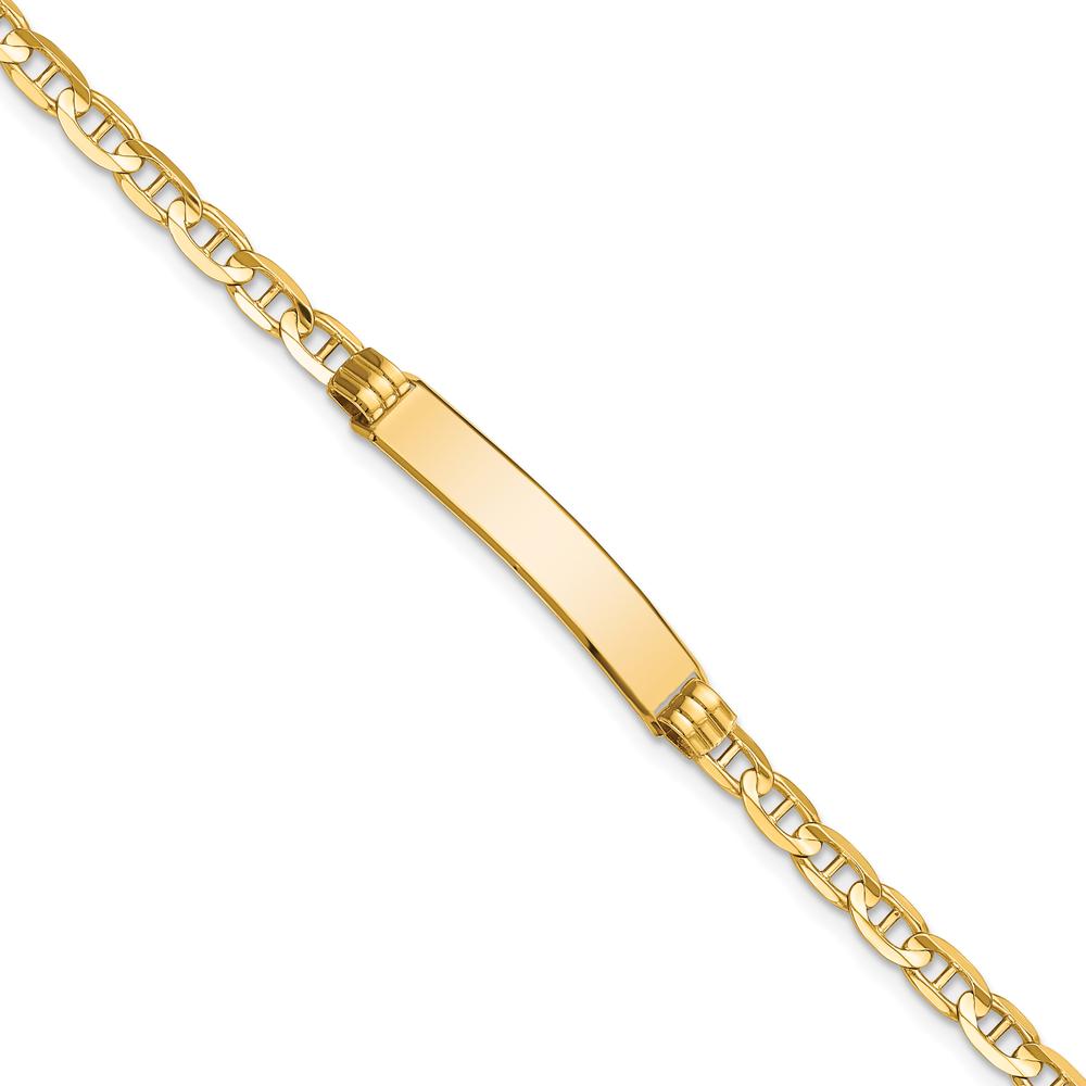 10K Yellow Gold Anchor Link ID Bracelet with Engravable Charm - 7"