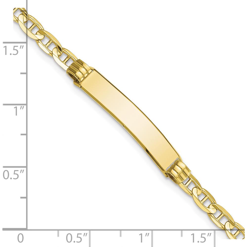 10K Yellow Gold Anchor Link ID Bracelet with Engravable Charm - 7"