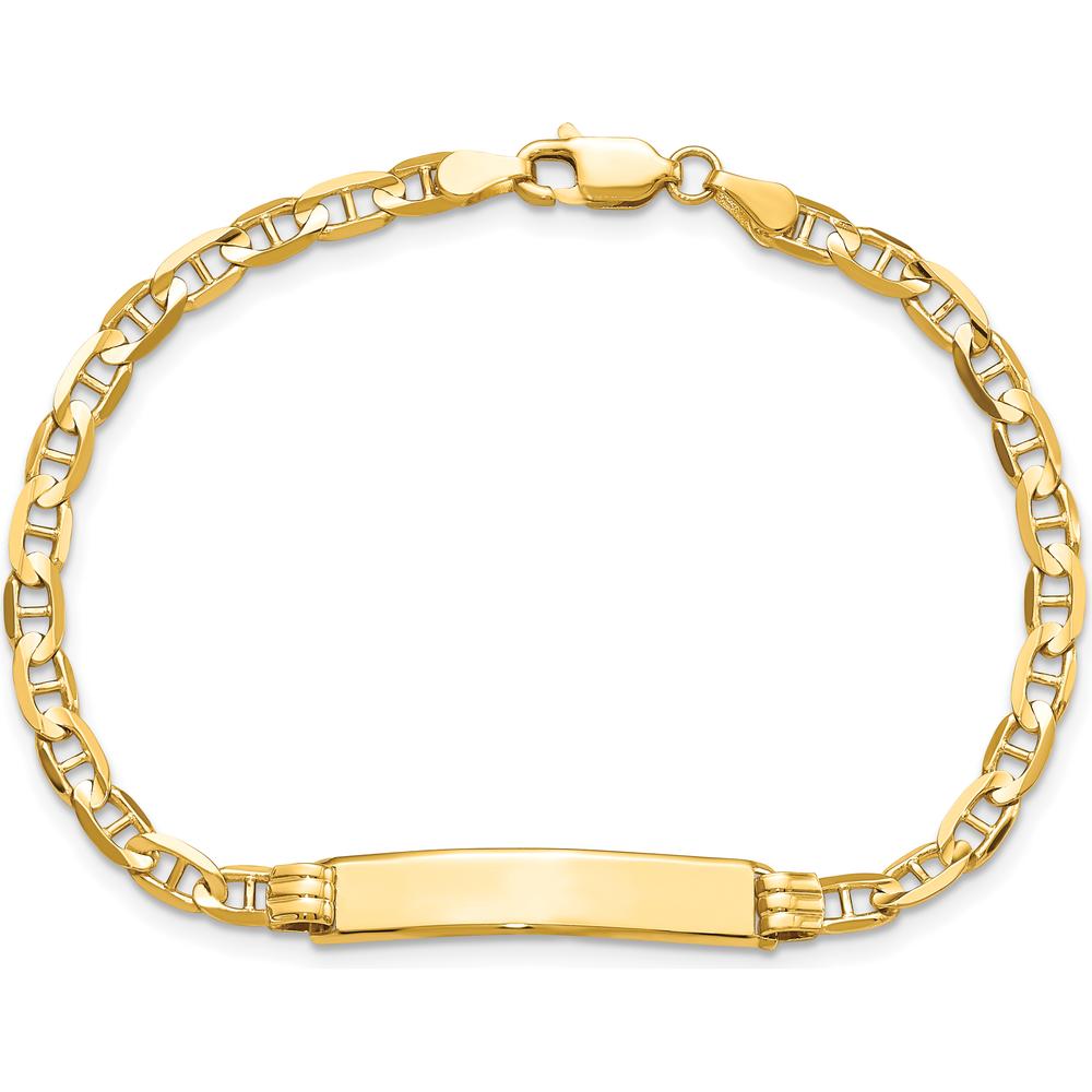 10K Yellow Gold Anchor Link ID Bracelet with Engravable Charm - 7"