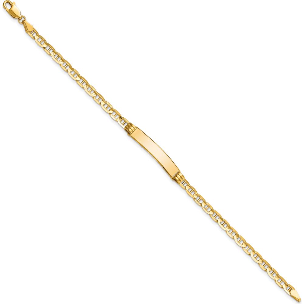 10K Yellow Gold Anchor Link ID Bracelet with Engravable Plaque - 8" Length