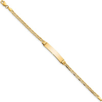 10K Yellow Gold Anchor Link ID Bracelet with Engravable Plate - 6" Long