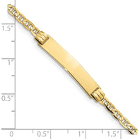 10K Yellow Gold Anchor Link ID Bracelet with Engravable Plate - 6" Long