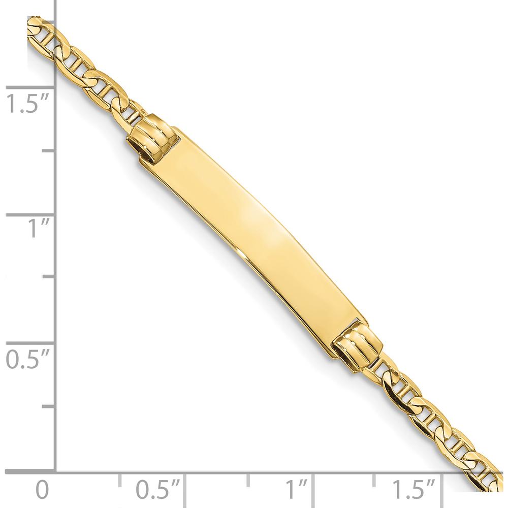 10K Yellow Gold Anchor Link ID Bracelet with Engravable Plate - 6" Long