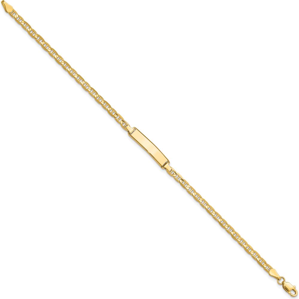 10K Yellow Gold Anchor Link ID Bracelet with Engravable Plate - 7"
