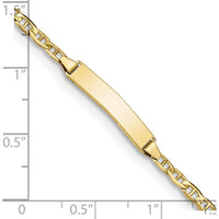 10K Yellow Gold Anchor Link ID Bracelet with Engravable Plate - 7"