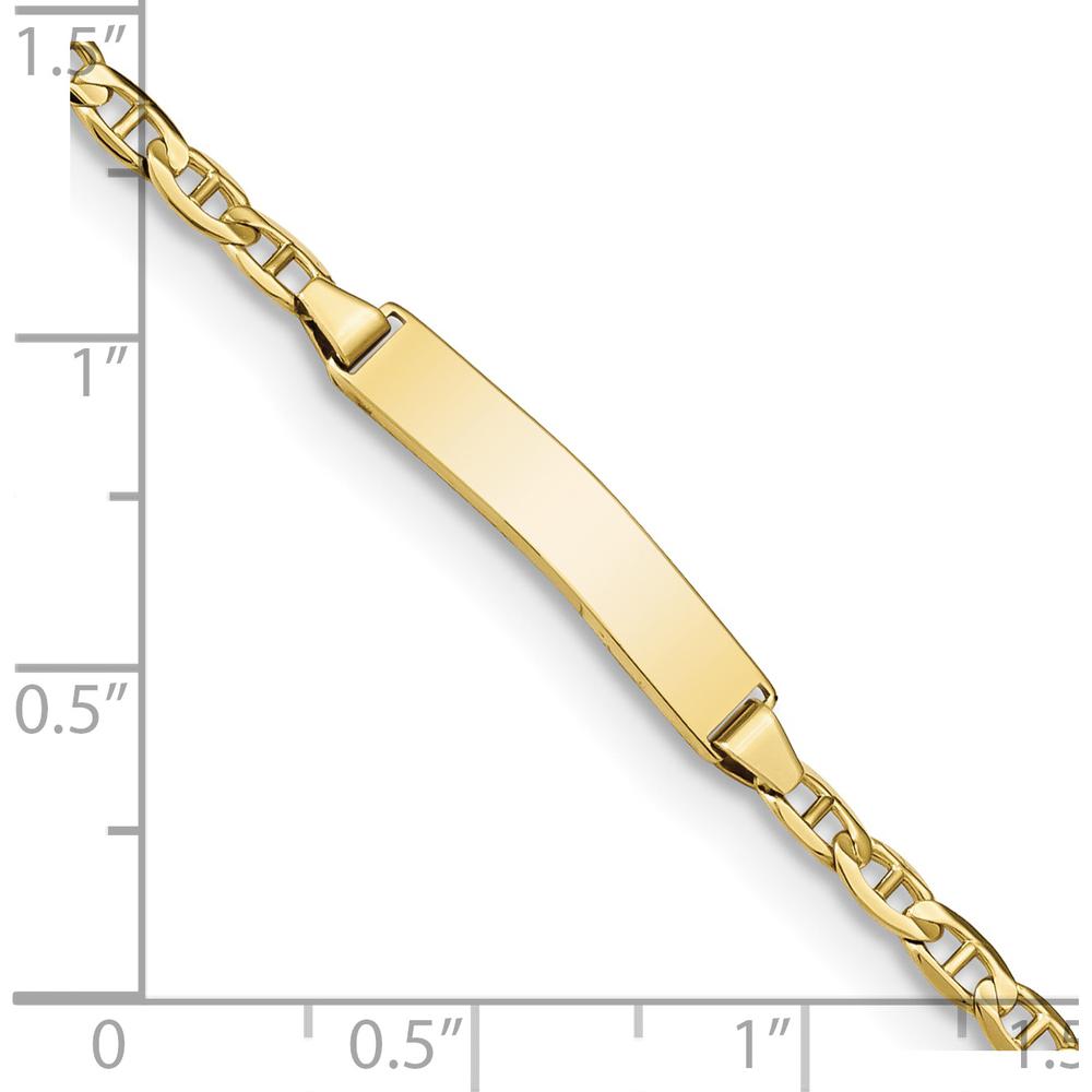 10K Yellow Gold Anchor Link ID Bracelet with Engravable Plate - 7"