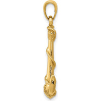 10K Yellow Gold Anchor Pendant with Rope Design - Polished Finish