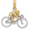 10K Yellow Gold and Rhodium 3D Bicycle With Rider Charm