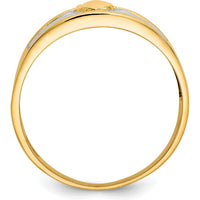 10K Yellow Gold & Rhodium Claddagh Ring with Tapered Band for Men