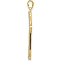 10K Yellow Gold and Rhodium Diamond Accent Cross Pendant - Polished Finish by Oro Pregiato