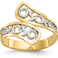 10K Yellow Gold & Rhodium Filigree Fashion Ring with Polished Finish