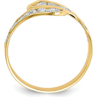 10K Yellow Gold & Rhodium Filigree Fashion Ring with Polished Finish
