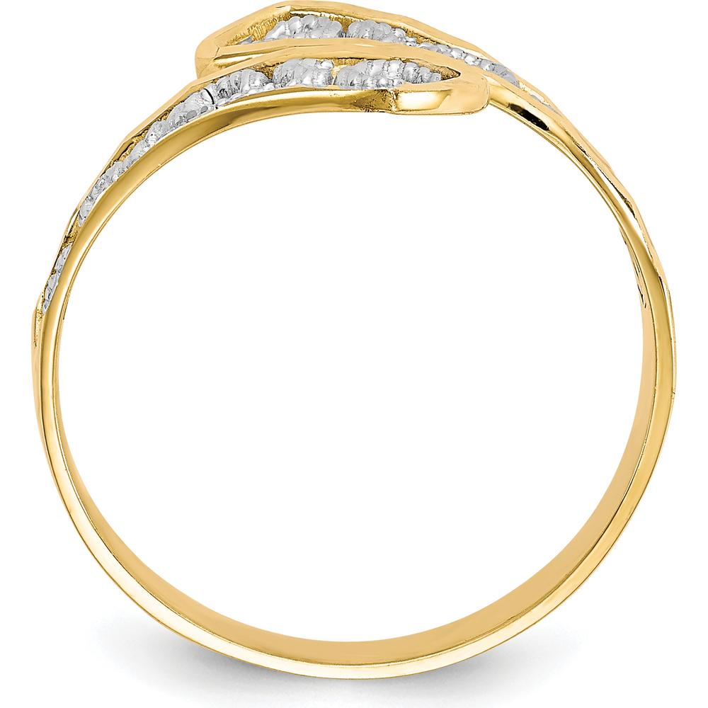 10K Yellow Gold & Rhodium Filigree Fashion Ring with Polished Finish