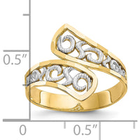 10K Yellow Gold & Rhodium Filigree Fashion Ring with Polished Finish