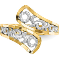 10K Yellow Gold & Rhodium Filigree Fashion Ring with Polished Finish
