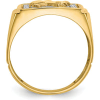 10K Yellow Gold & Rhodium Men's Eagle Ring with .10 Carat Round Diamonds - 10 Diamonds