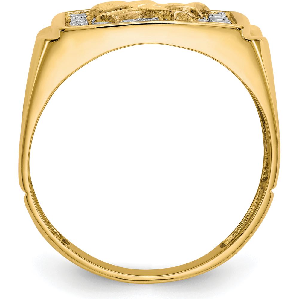 10K Yellow Gold & Rhodium Men's Eagle Ring with .10 Carat Round Diamonds - 10 Diamonds