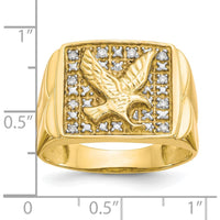 10K Yellow Gold & Rhodium Men's Eagle Ring with .10 Carat Round Diamonds - 10 Diamonds
