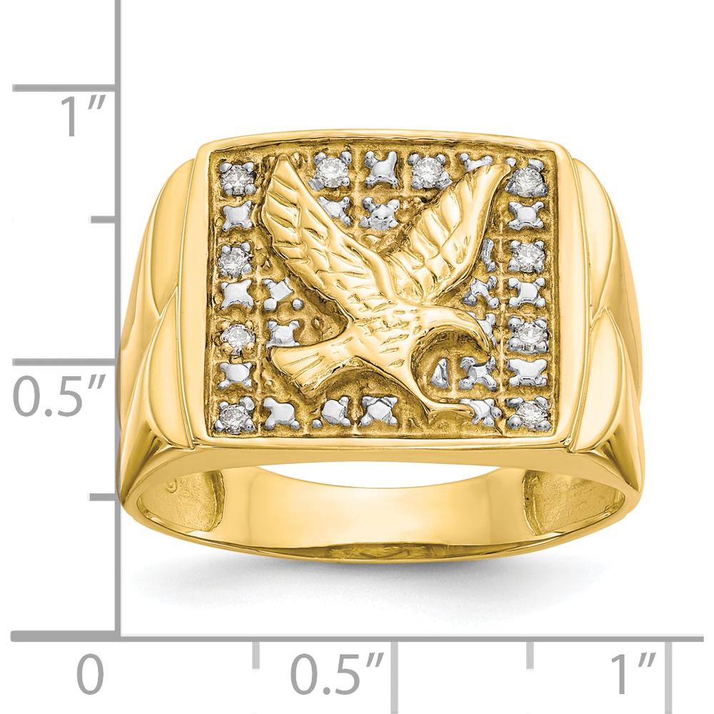 10K Yellow Gold & Rhodium Men's Eagle Ring with .10 Carat Round Diamonds - 10 Diamonds