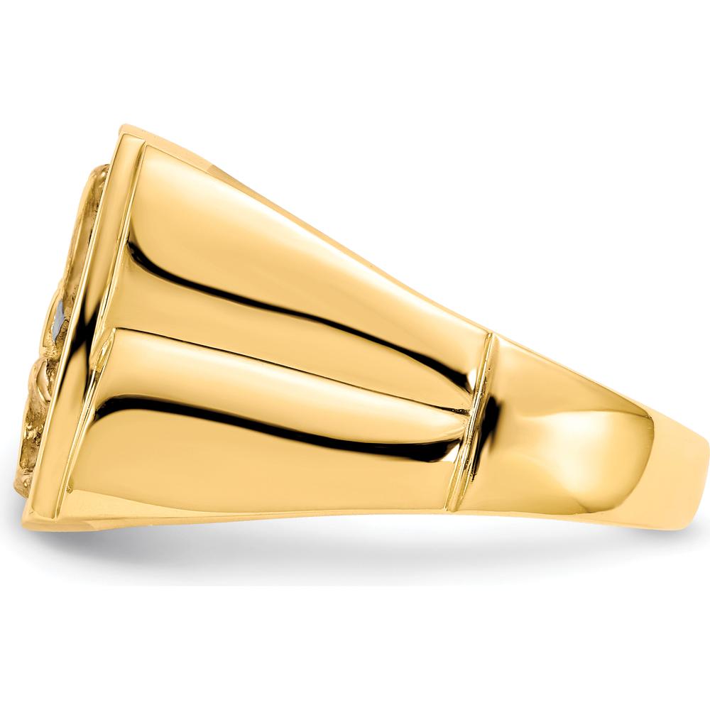 10K Yellow Gold & Rhodium Men's Eagle Ring with .10 Carat Round Diamonds - 10 Diamonds