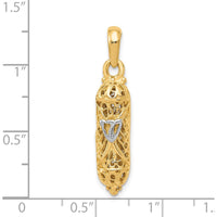 10K Yellow Gold & Rhodium Mezuzah Pendant with Shin Charm