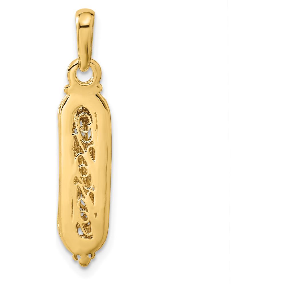 10K Yellow Gold & Rhodium Mezuzah Pendant with Shin Charm