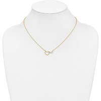 10K Yellow Gold & White Rhodium Heart and Infinity Pendant Necklace - 17" Cable Chain
