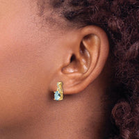 10K Yellow Gold Aquamarine and Diamond Drop Earrings - 0.75 Carat Total Aquamarine Weight, 0.06 Carat Total Diamond Weight by Oro Pregiato