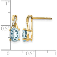 10K Yellow Gold Aquamarine and Diamond Drop Earrings - 0.75 Carat Total Aquamarine Weight, 0.06 Carat Total Diamond Weight by Oro Pregiato